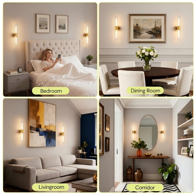 Battery Operated Crystal Wall Sconces Set of 2, Battery Sconce