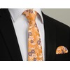 HISDERN Men's Tie Floral Tie and Pocket Square Classic Men's