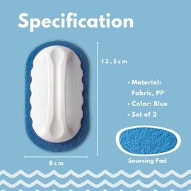 Skylarlife - Cepillo de limpieza con asa, almohadilla abrasiva para lechada de ducha y fregadero, fregadero, fregar suelo y azulejos de barco, acabado de baño, cocina, resistente, paquete de 2 unidades, color azul