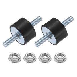 uxcell 2Pcs M6 x 18mm Rubber Mounts, 15 x 25mm Cylindrical Anti Vibration Isolator Studs Shock Absorber Double Studs with Nuts for Car Bobbin Generator Air Compressors
