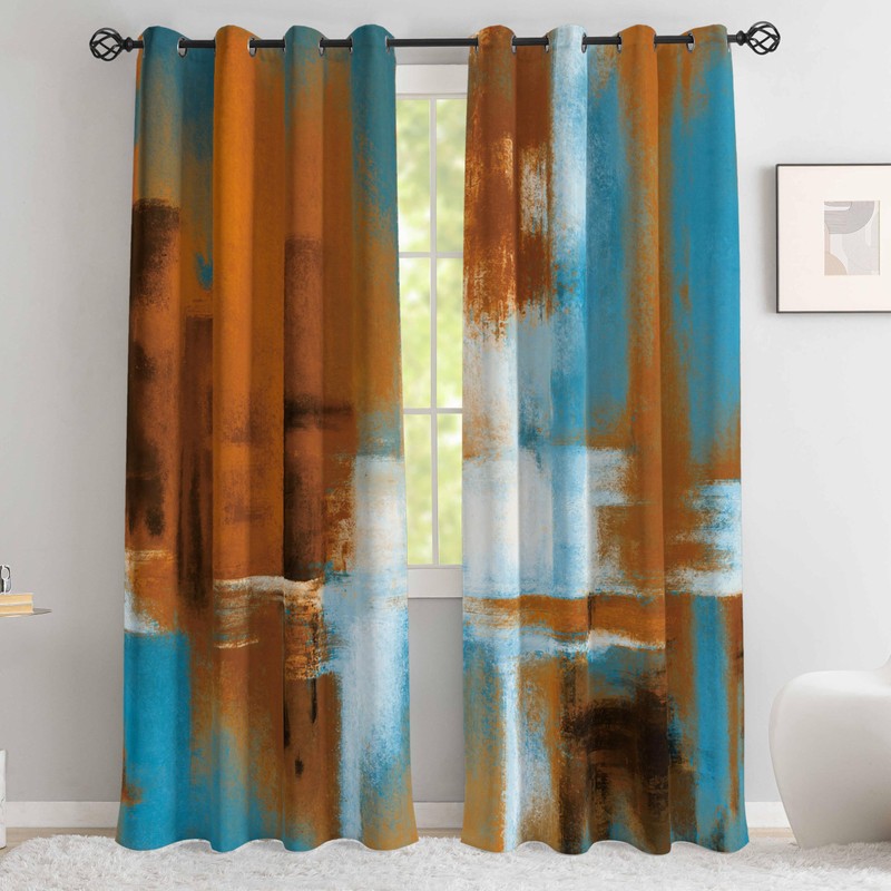 Asuexpect Rust Curtains 2 Panels Abstract Curtain Room Darkening Grommet