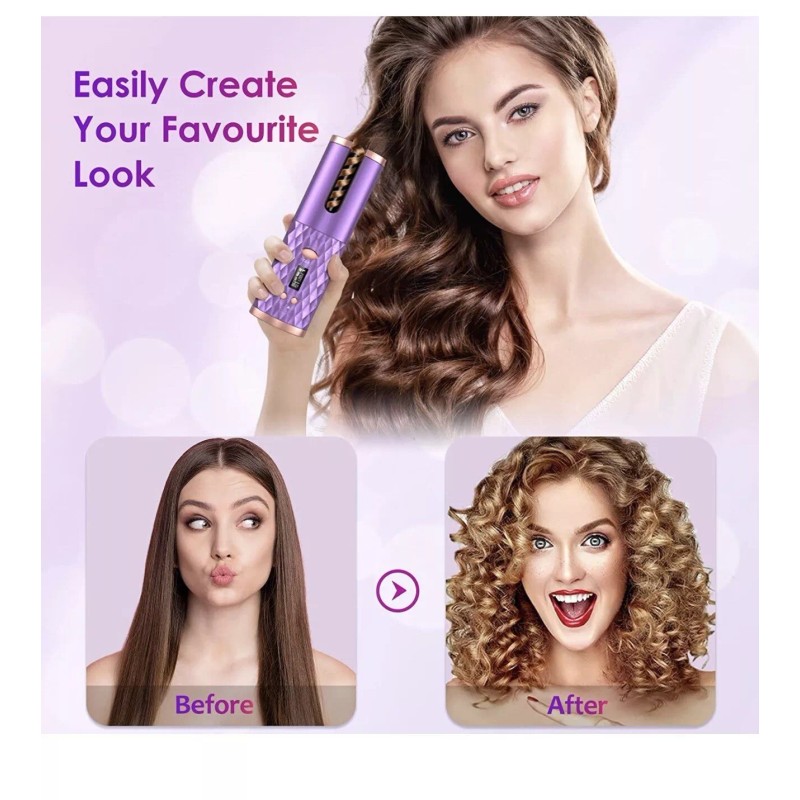 Conair Automatic Curling Iron, Cordless Auto Hair Curler, 6 Temp