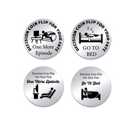 PH PandaHall 2pcs Decision Maker Coin Funny Destiny Flip Coin One More Episode Coin Go to Bed Challenge Coin Double-Sided Decision Coin Flip Coin for TV Lovers Daughter Son Men Women