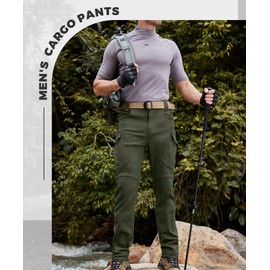 Susclude Cargo Pants for Men Work Tactical Pants Mens Rip Stop Hiking Military Trousers Outdoor Pockets Pants Green 34