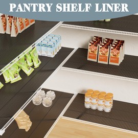 FLPMIX Thick Pantry Shelf Liner 15 inch Wide: Standard Size (15 by 197 Inch) Wire Shelf Liner - Waterproof Heavy Duty Easy to Cut Plastic Metal Rack Mat for Shelving - Transparent Grey