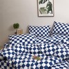 CLOTHKNOW Blue White Plaid Queen Comforter Set 3Pcs Grid Bedding