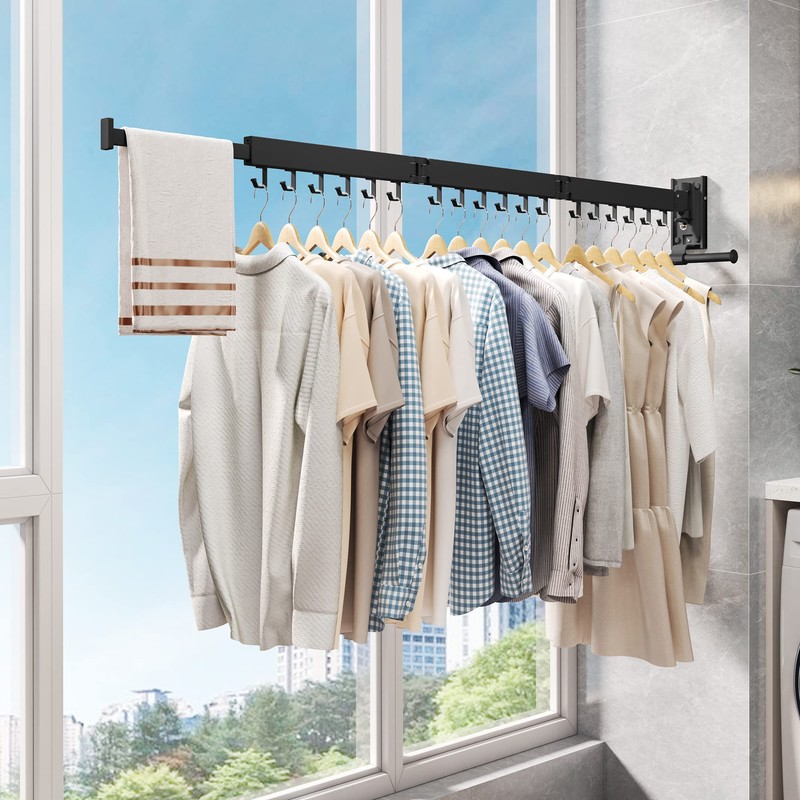 LIENAHU Clothes Drying Rack Wall Mounted(can fold Upward),Laundry Drying Rack,Laundry