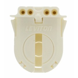 Leviton Medium Base, T8 Only Bi-Pin, Standard Fluorescent Lampholder, Extra-Low Profile, Snap-In or Slide-ON, Lamp-Lock, Quickwire 13652-WP, White