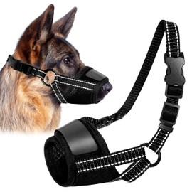 Maiiu Adjustable Dog Muzzle, Anti Biting Barking Chewing Soft Mesh Dog Muzzle, Breathable Dog Muzzle Suit for Small, Medium, Large Dog, Dog Muzzle That Allow Dogs Drinking (Black, Medium)