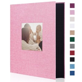 Miaikoe Photo Album 6x4 300 Pockets Slip in Large Capacity Album for Family Wedding Anniversary Linen Album Book Holds 300 Horizontal 10x15cm Photos(300 Pockets, Pink)