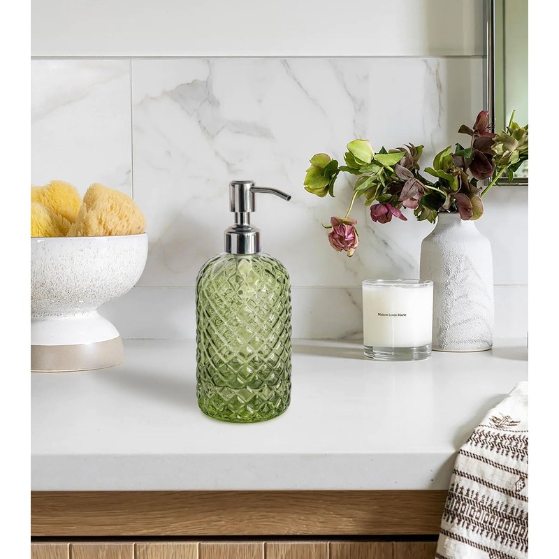 JASAI 18Oz Tea Green Soap Dispenser with Rust Proof Pump,