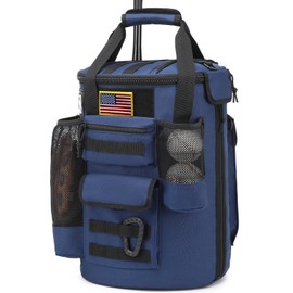 XINTREY Baseball Bucket Bag 6 Gallon Tactical Baseball Coaches Bag Softball Bucket Cover Organizer with Padded Seat for Balls, Bat, Gloves, Scoreboards (Blue)