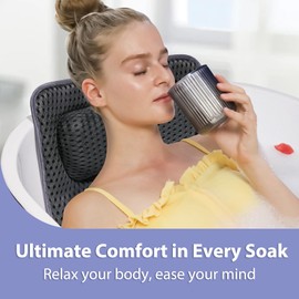 Poemland Full Body Bath Pillow for Tub - Luxury Bathtub Pillow for Full Back, Head and Neck Support, Quick Dry Bath Cushion, 168 Suction Cups, Bathtub Accessories for Gift