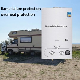 6L Hot Water Heater, Outdoor LPG Gas Water Heater, On Demand Instant Boiler with LED Digital Display Shower Head For Camping, RV, Cabin, Barn Over-pressure Protection