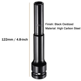 TA-VIGOR 1/2 Drive by 10mm Deep Thin Wall Impact 6 Point Impact Sockets for Automotive Trucks Tractors Engines Repairing Garage Tool