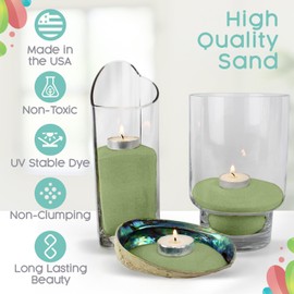 Sandsational Sparkle Sage Green Unity Sand, 1 LB (16 oz), Colored Sand for Weddings, Vase Filler, Home Décor, Craft Sand, Aquarium Sand, and More