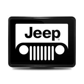 iPick Image for Jeep Grill UV Graphic Black ABS Plastic 2 inch Tow Hitch Cover