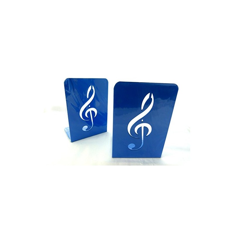 Music Themed Bookend - A Pair of Solid Blue Treble