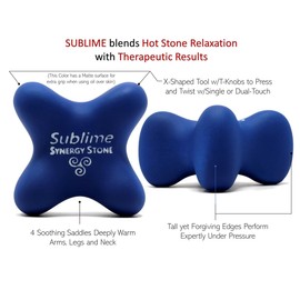 Sublime (Lapis Blue)(Single) Synergy Stone - Contoured Hot Stone Massage Tool with Radiant Heat - Relaxing and Therapeutic for Neck, Back, Legs, Feet - Matte Surface for on Skin with Oil only