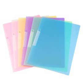 Pack of 6 A4 File Folders, 31 x 23 cm, Document Pocket, A4 File Folder, DIN A4 File Folder, Plastic, Sturdy Translucent PP Staple Strips, Book Protector, Quick Folder for Paper, Organiser, Office