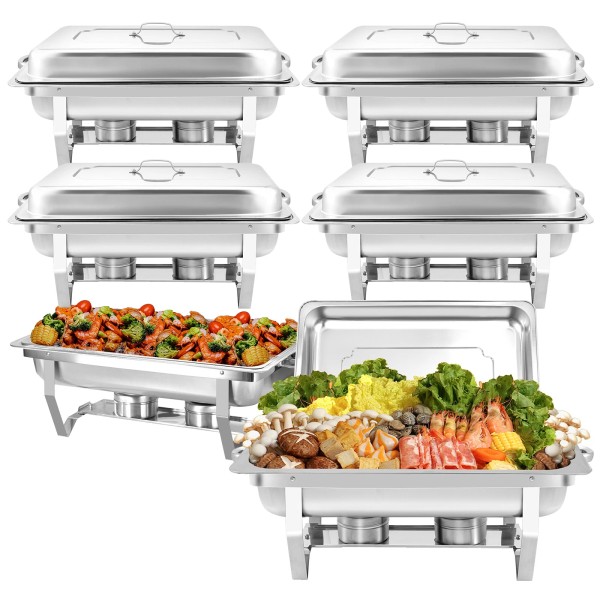Unbranded 6 Pack Chafing Dish Buffet Set, 8QT Chafers and