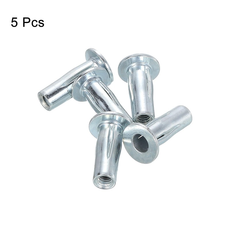 sourcing map M4 Multi-Grip Rivet Nuts, 5pcs Pre-Bulbed Shank Flat