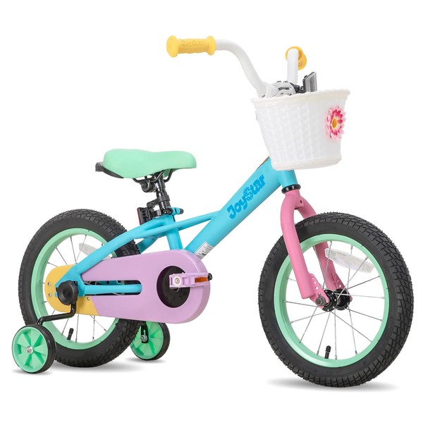 JOYSTAR 12 Inch Kids Bike for 2 3 4 Years Girls 12" Toddler Rainbow Girl Bike with Training Wheels and Coaster Brake for 2-4 Years Old Child 85% Assembled Macarons