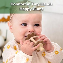 haakaa Silicone Baby Teether Toys,Nipple-Shaped End for Gum Massage,360° Baby Toothbrush Head for Self-Brushing Training,Easy to Grip-Cocoa