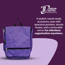 Dream Duffel Hanging Cosmetic Case for Women & Kids, Travel Toiletry Bag with Pockets & Mirror, Holds Dance Competition Essentials, 9”x10”, Black