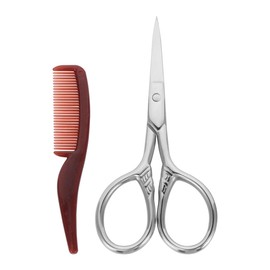 FRCOLOR 4 Sets Beard Scissors Kit with Combs and Faux Cases Precision Trimming Scissors for Beard Eyebrows and Nose Hair Grooming