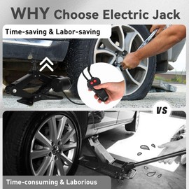 ROGTZ Electric Scissor Car Jack Kit 3 Ton 12V Portable Auto Car Lift with 17.7 Inch Range for SUV Sedan Floor Jack for Tire Change Roadside Emergency