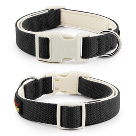 Plutus Pet Cotton Dog Collar, Heavy Duty Collar with Soft Padding, Adjustable and Comfortable for Small Medium and Large Dogs, Black, M