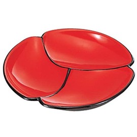 J-kitchens Flower Shaped Condiment Dish, Vermilion Black, Made in Japan