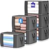 90 L Large Storage Bags, 6 Pack Clothes Storage Bins Foldable Closet Organizers Storage Containers with Reinforced Handle for Clothing, Blanket, Comforters, Bed Sheets, Pillows and Toys (Gray)