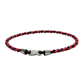 PHITEN Tornado Chrome Titanium Necklace, Black/Red, 18-Inch