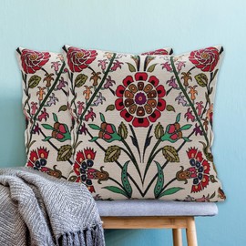 Akasia Woven Pillow Cover for Home Decor, Living Room Tapestry Throw Pillowcases, 2 Piece Pillow Protector, Decorative Cushion Cases, Living Room Decor, Cushion Covers, Ottoman Tulip Tile