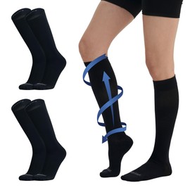 MONFOOT Compression Socks for Men & Women, 15-20 mmHg (3 Pairs), Black, L/XL- Best Circulation socks for Nurses, Medical, Running, Athletic, Travel