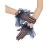 QRBTSCL Women's Short Mesh Gloves Ruffled Tulle Tea Party Gloves