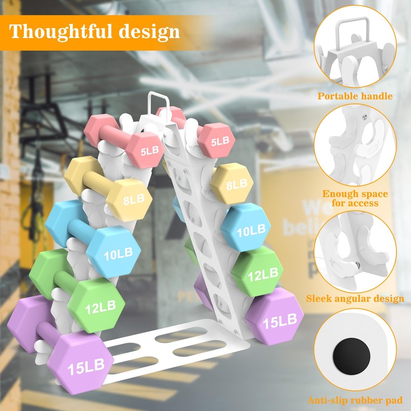 Dumbbell Rack 5 tier(Dumbbells not included), A-Frame Metal Dumbbell Holder