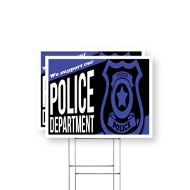 We Support our Police Department Yard Sign 2 Pack of 18 Inch x 24 Inch Single Sided Weatherproof Heavy-Duty Plastic with Stake | Civic Engagement, Professional Display, Bold Messaging | Made in USA