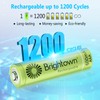 Brightown 12-Pack Rechargeable AAA Batteries, 600mAh NiMH Precharged Triple A