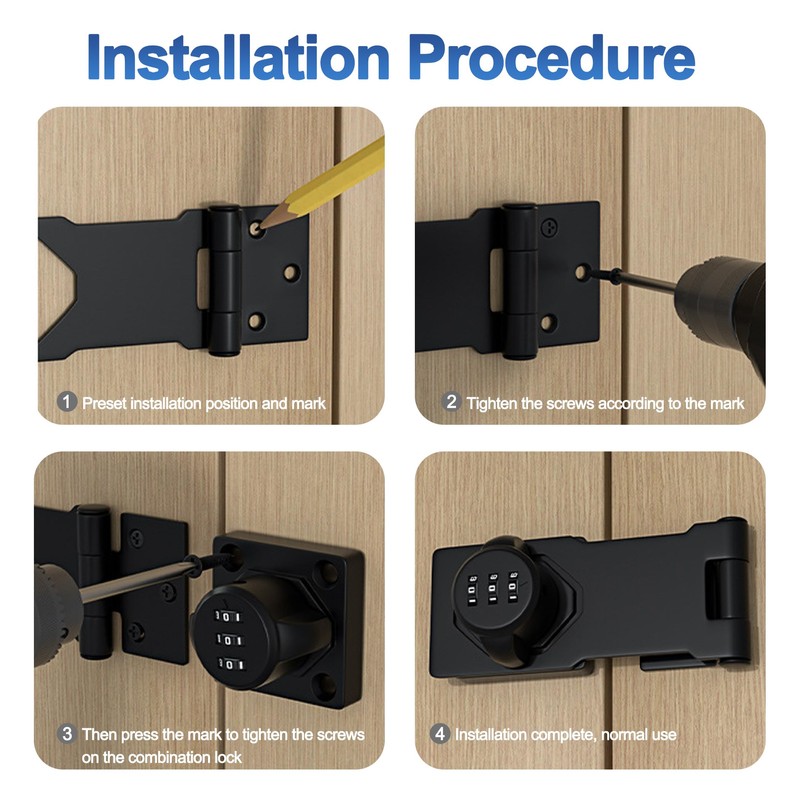 Redunest Password Rotary Hasp Locks,Black 1 Pack Cabinet Locks with