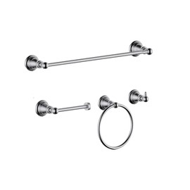 Derengge F-080-BN 4-Piece Bathroom Hardware Accessory Set with 18 Inch Towel Bar -Towel Ring- Paper Holder-Robe Hook Brush Nickel