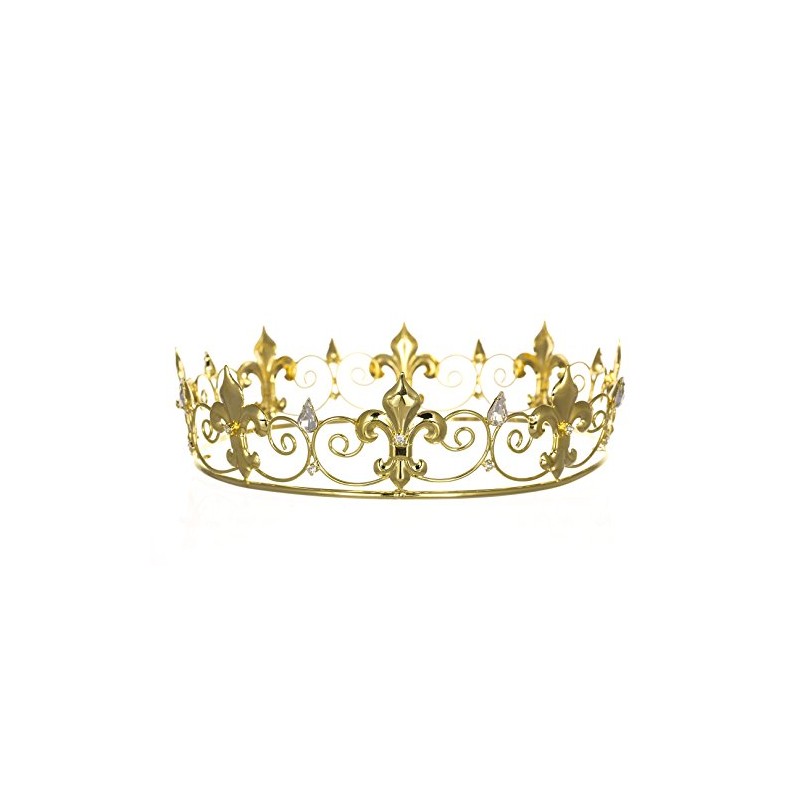 Men's Full King's Crown for Theather Prom Party - Clear