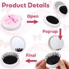 Meanplan 12 Pcs Pink Bow Mini Hair Brushes Folding Mirror