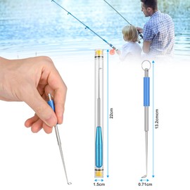 Vicloon Fishing Unhooking Disgorger, 3Pcs Fishing Hook Remover Fishing Tool Set Stainless Steel Hook Detacher Hook Removal Tool with Storage Box Fishing Supplies(Blue)