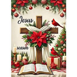 SHICERNHJ Cross Flower 5D Diamond Art Kits for Adults,Religious Christ Diamond Painting Kits for Beginner,DIY Gem Art Full Drill Diamond Painting Art Craft Kits for Home Wall Decor 12 x 16inch