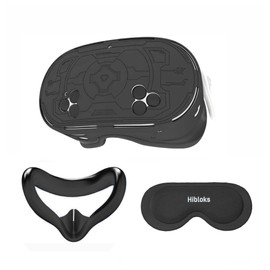 HiBloks Silicone Cover Set Compatible with Meta Quest 3S, VR Headset Shell Protective Protector Cover, Silicone Face Pad Cover and Lens Protective Cover for Meta/Oculus Quest 3S Accessories