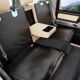 Tapizado Dog Car Seat Cover for Back Seat with PU Leather, Waterproof Backseat Pet Cover for Dogs, Rear Seat Protector for Dogs with Non-Slip Net, Universal Fit for Car, Truck and SUV, Black