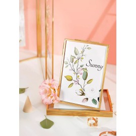 Rising Star Brass Frame, Single 8x10 Picture Frame, Gold Metal Pressed Glass